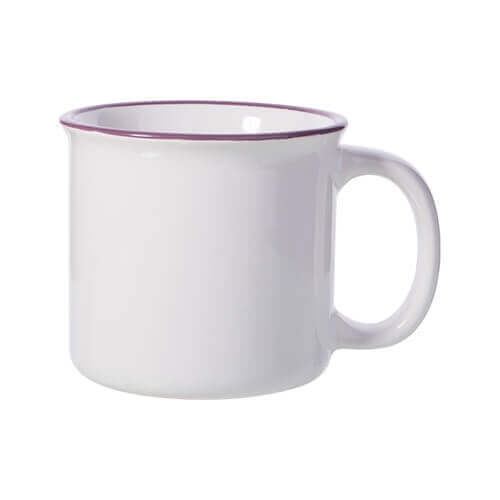 Mug en céramique émaillé 300 ml sublimable - blanc et bords violet