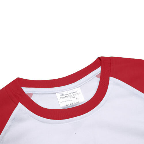 JSubli Apparel tricou alb cu mâneci roșii Sublimare Transfer termic Transfer termic