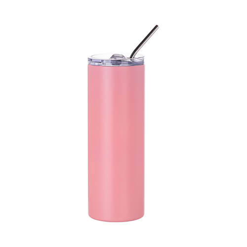 600 ml hrnček so slamkou na sublimáciu - matný ružový