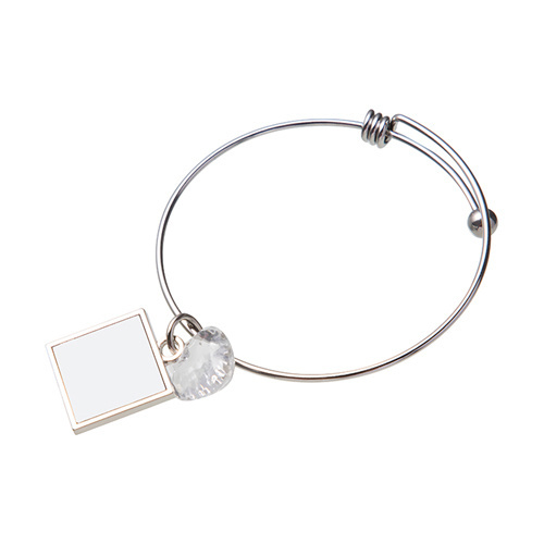 Armband med kula, kristallhjärta och ett fyrkantigt hänge för sublimering