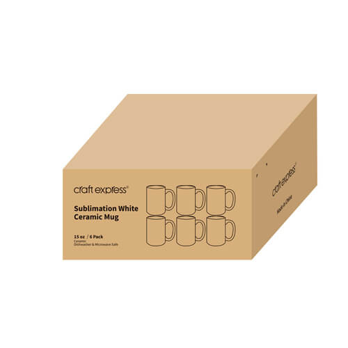 Set med 6 muggar 330 ml för sublimering - rosa marmor