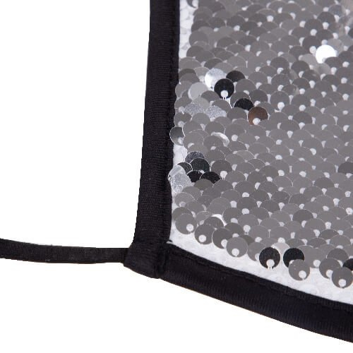 Groot gezichtsmasker met zwarte bies en pailletten voor sublimatie