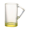 Taza de cristal de 400 ml con asa triangular para sublimación - fondo amarillo