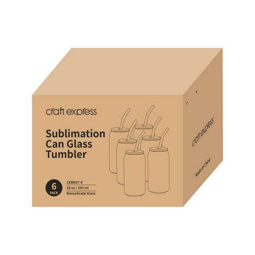 Set de 6 pahare maturate de 550 ml cu paie și capac din bambus pentru sublimare