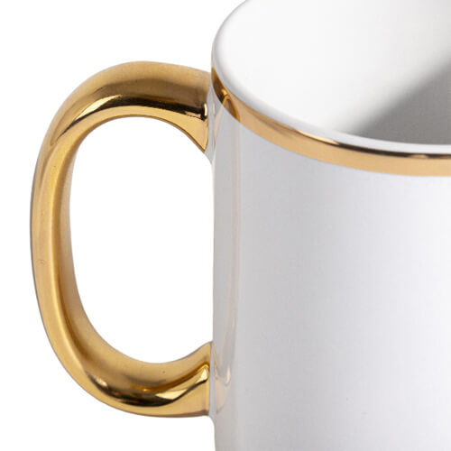 Krūzīte 450 ml ar zelta svītru un cilpiņu sublimācijai