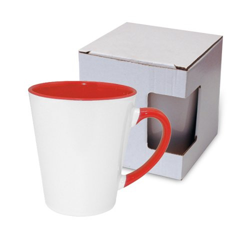 Mok Latte FUNNY klein rood met kartonnen doos KAR3 Sublimation Thermal Transfer