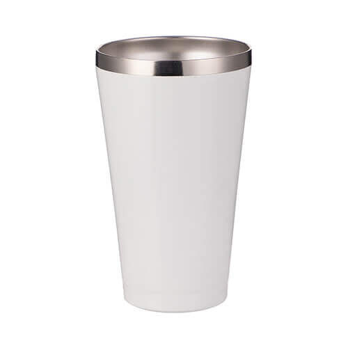 Krus / tumbler / 450 ml i rustfrit stål uden låg til sublimering - hvid