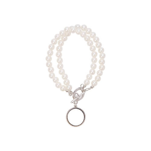 Bracelet string of pearls with a sublimation tag