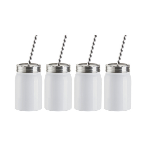 Sæt med 4 Mason Tumbler 500 ml metalkrus til tryk 