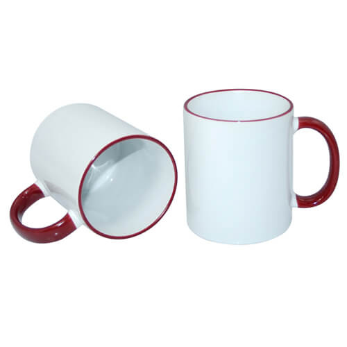 Mug blanc A+ 330 ml avec anse bordeaux Sublimation Transfert Thermique
