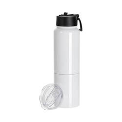 Sticlă / pahar din oțel inoxidabil 500 ml 2 în 1 pentru sublimare - alb