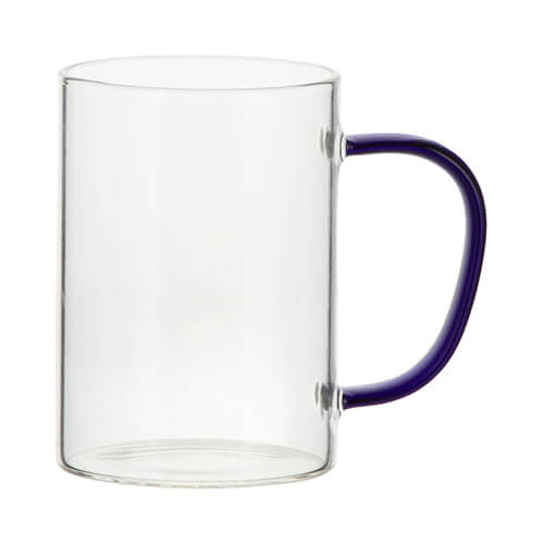 Glass with a navy blue handle for sublimation 360 ml