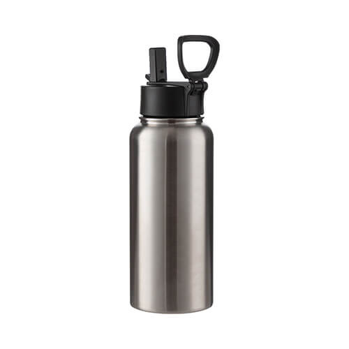 Bidon - steklenica za pijačo 950 ml z zložljivim ročajem za sublimacijo - srebrna