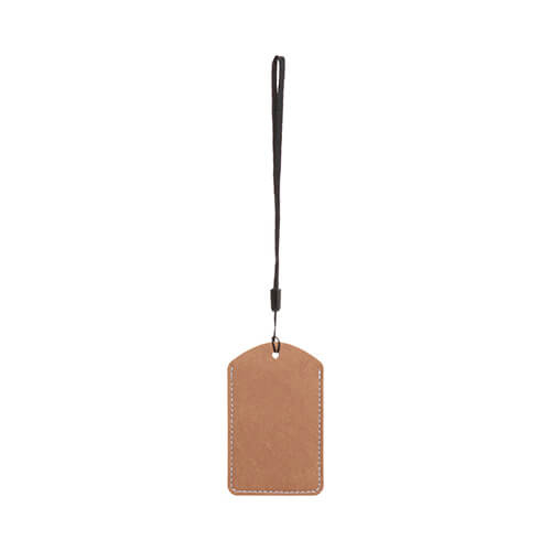 Leather luggage tag for sublimation - brown dome with black string