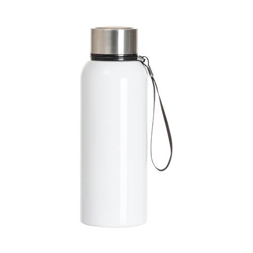 Bouteille en acier inoxydable de 600 ml avec poignée en corde - blanc