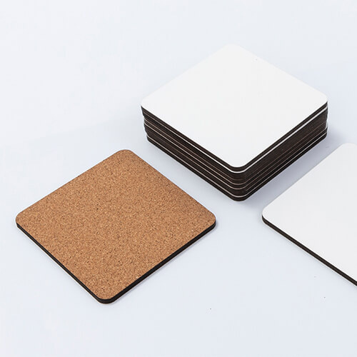 Mug pad made of hard cardboard and cork for sublimation - 9.5 x 9.5 cm