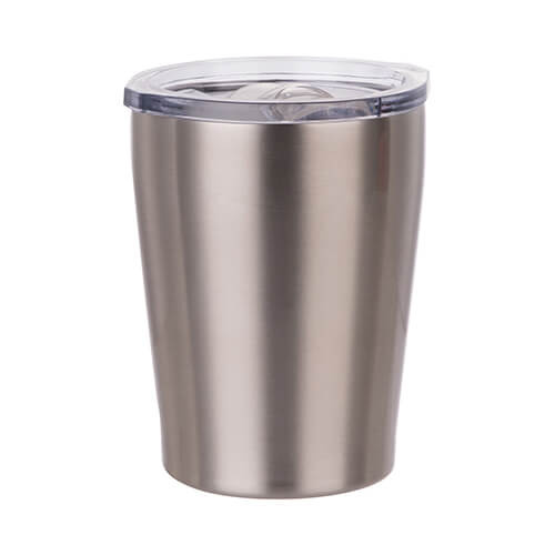 Cană metalică 240 ml pentru lapte cu capac pentru sublimare - argintiu