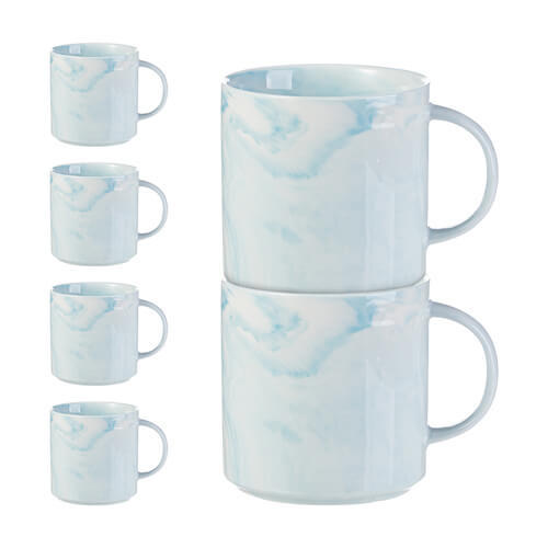 Set de 6 tazas 350 ml para sublimación - mármol azul