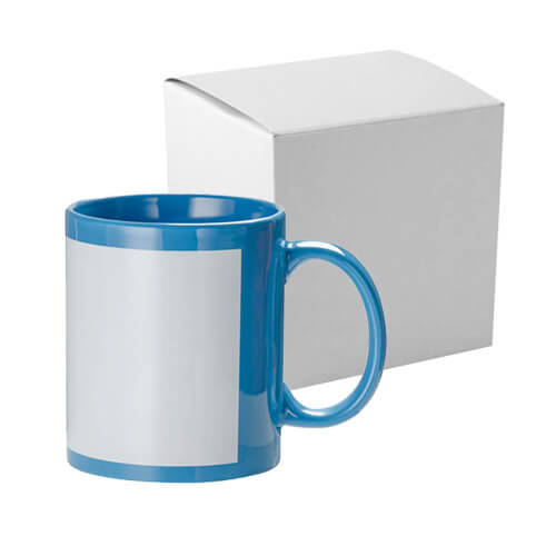 Mok met kartonnen doos 330 ml blauw met wit frame Sublimation Thermal Transfer