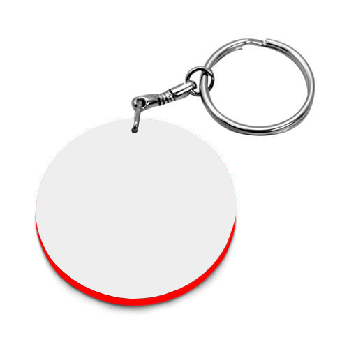 Porte-­clés en plastique rond Ø 39 mm blanc avec bord rouge Sublimation Transfert Thermique