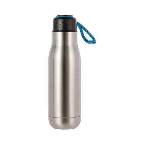 Vattenflaska - 500 ml dryckesflaska med handtag - en sublimeringslinje - silver