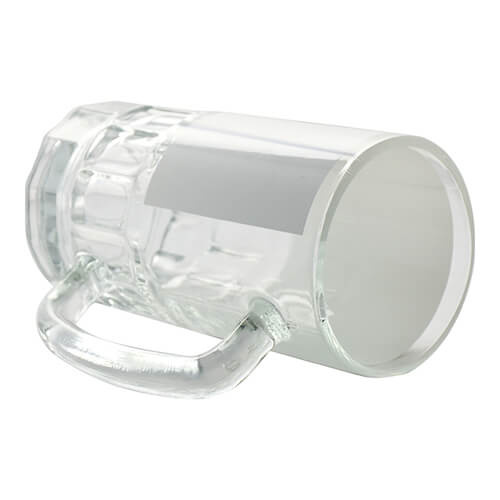 Glazen mok van 600 ml met een wit frame voor sublimatie