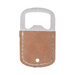 3,2 x 5,2 cm flesopener van staal en leer voor sublimatie - bruin