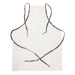 Kuhinjska pregača za printanje - bijela s obojenim rubom - crno slavensko cvijeće