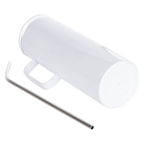 600 ml mug with a handle and a straw for sublimation - white