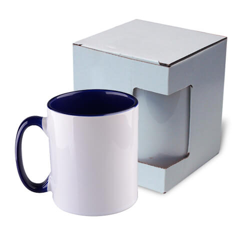 Mug 300 ml FUNNY bleu marine avec boîte Sublimation Transfert Thermique