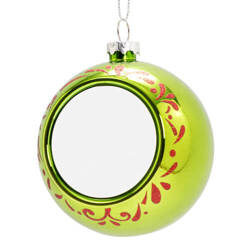 Christmas tree bauble Ø 8 cm for sublimation - blue - red floral