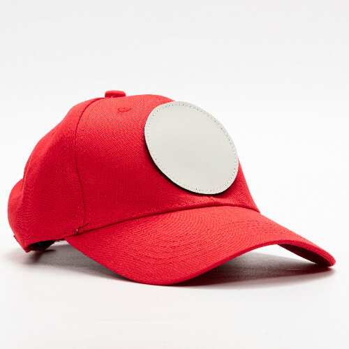 Gorra de béisbol de algodón con parche redondo de velcro para sublimación - rojo