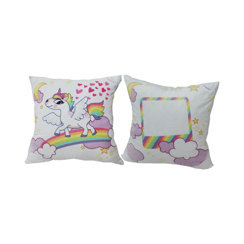 38 x 38 cm satin cover for sublimation printing - White unicorn