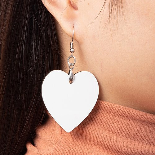 Pendientes fabricados en MDF para sublimación - corazón