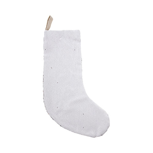 Calcetín navideño con lentejuelas para sublimación - blanco