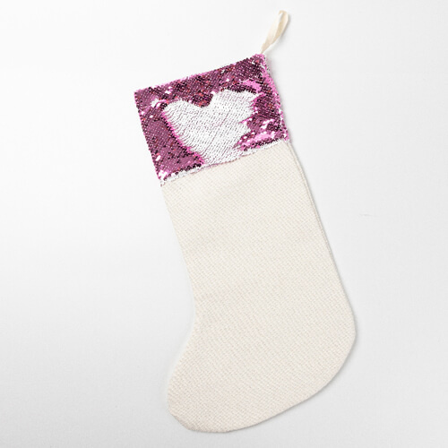 Julesok med pink pailletter til sublimering