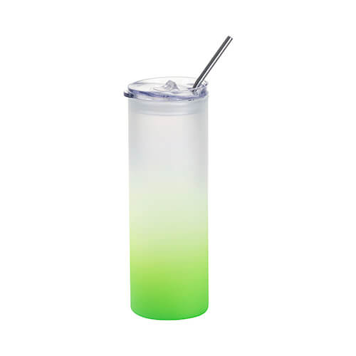 750 ml frostet krus med plastlåg og sugerør til sublimering - grøn gradient