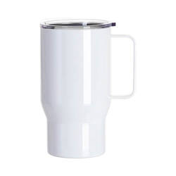 Mug de voyage 550 ml avec anse en inox pour sublimation - blanc