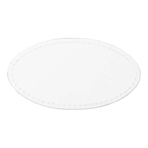Soikea nahkamerkki 8,2 x 4,4 cm sublimaatiota varten - valkoinen