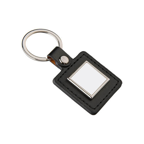 Leather and metal pendant for sublimation - square - black