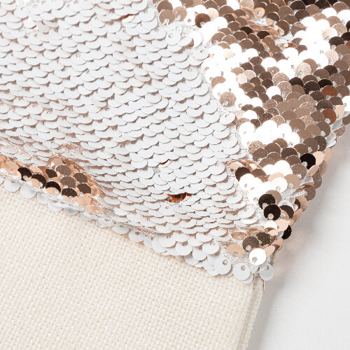 Kerstsok met champagnekleurige pailletten voor sublimatie