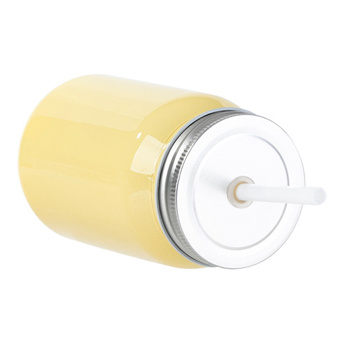 Mason Jar täisvärviline klaasist kruus 450 ml ilma silmuseta sublimatsiooni jaoks - kollane