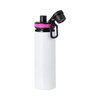 850 ml white aluminum water bottle with a screw cap and a pink insert for sublimation