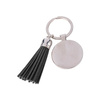 Round key ring with short fringes - black for sublimation