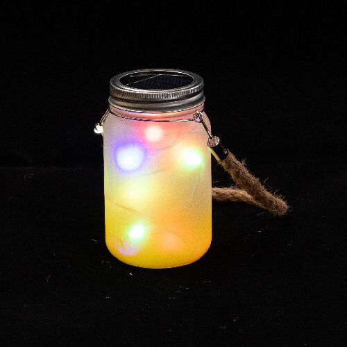 Lanterne 450 ml avec anse en ficelle - dégradé jaune