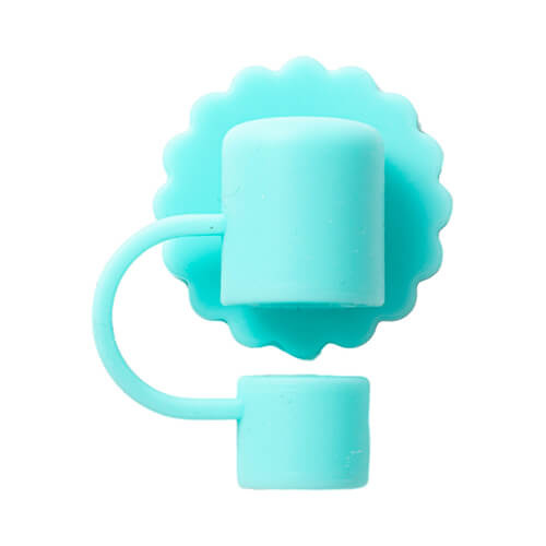 Tapa de pajita de silicona Ø 1 cm para sublimación - flor verde