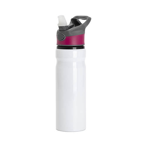 Aluminium fles 750ml wit met schroefdop en roze sublimatie-inzetstuk