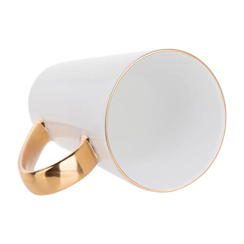 Latte mok 450 ml met gouden rand en handvat voor sublimatie