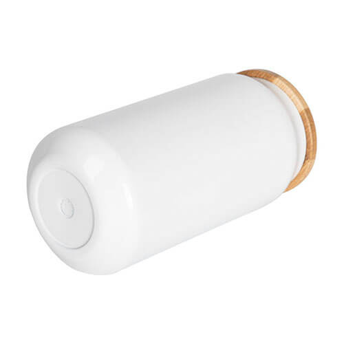 Mok 450ml met dubbele stekken en bamboe deksel voor sublimatie - wit