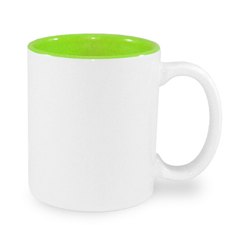 Mug blanc JS Coating 330 ml avec intérieur vert clair Sublimation Transfert Thermique